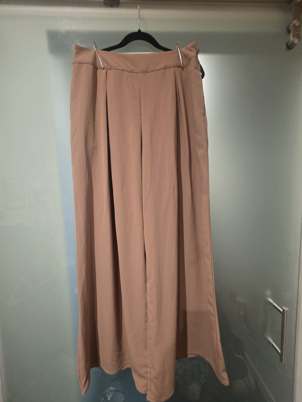 Wide Leg Flowing Women's Skirt Pants in Tan